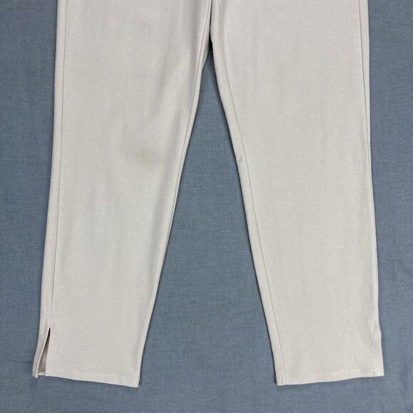 Eileen Fisher Stretch Crepe Ankle Pants Tan Classic Casual Office Career Pull On - Picture 3 of 11